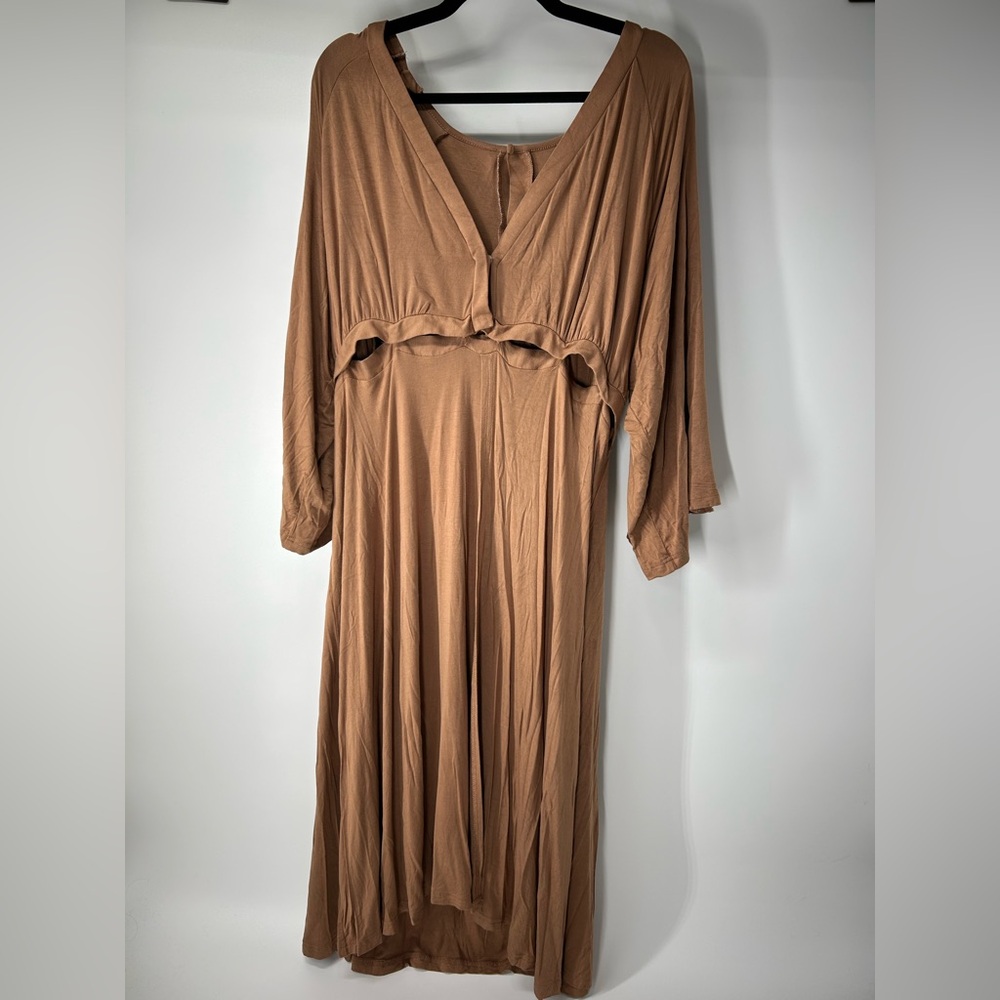 Lila Laborwear 2 Tan Long Sleeve Maternity Labor Dresses